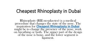 Cheapest Rhinoplasty in Dubai