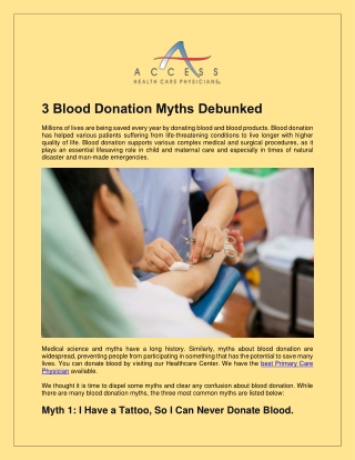 3 Blood Donation Myths Debunked - Access Health Care Physicians, LLC