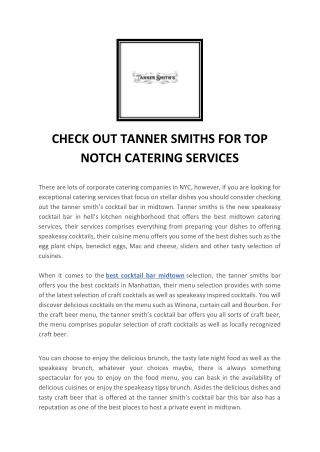 Corporate Catering Companies - Tanner Smith's