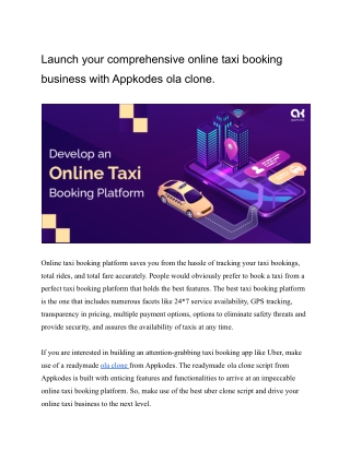 How to start a online taxi business using ola clone ?