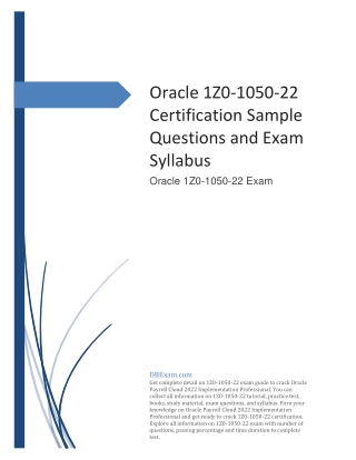 Oracle 1Z0-1050-22 Certification Sample Questions and Exam Syllabus