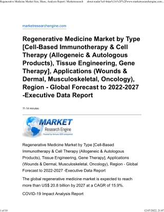 Regenerative Medicine Market