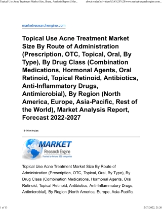 Topical Use Acne Treatment Market