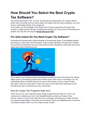 How Should You Select the Best Crypto Tax Software