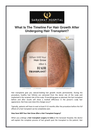 What Is The Timeline For Hair Growth After Undergoing Hair Transplant?