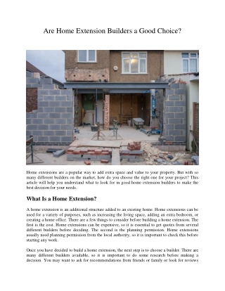 Are Home Extension Builders a Good Choice