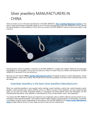 Silver jewellery MANUFACTURERS IN CHINA