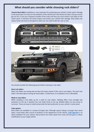 Things consider while choosing rock sliders?