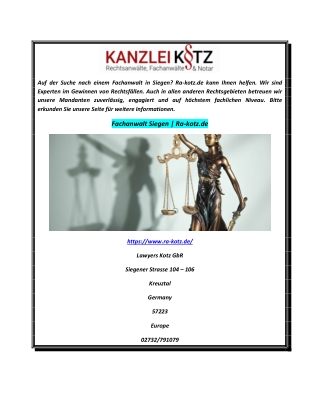 Fachanwalt Siegen | Ra-kotz.de