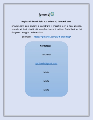 Registra il brand della tua azienda  Ipmundi
