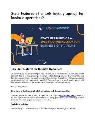 State features of a web hosting agency for business operations