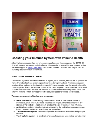 Boosting your Immune System with Immune Health
