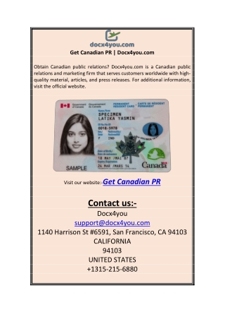 Get Canadian PR | Docx4you.com