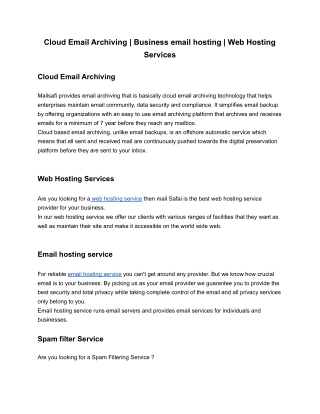 Cloud Email Archiving _ Business email hosting _ Web Hosting Services