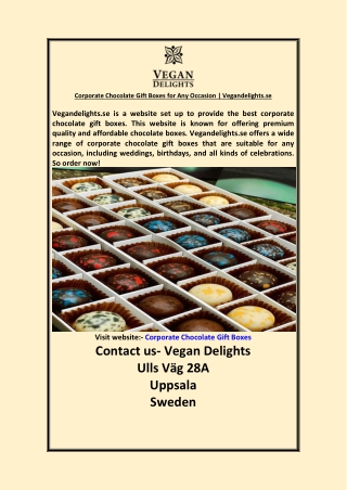 Corporate Chocolate Gift Boxes for Any Occasion Vegandelights.se