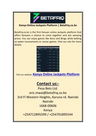Kenya Online Jackpots Platform | Betafriq.co.ke