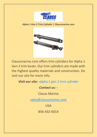 Alpha 1 Gen 2 Trim Cylinder