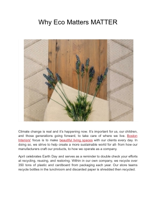 Why Eco Matters MATTER