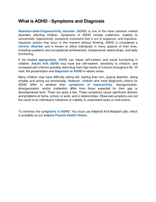 What is ADHD - Symptoms and Diagnosis