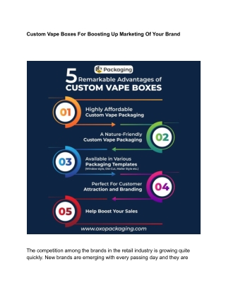 Custom Vape Boxes For Boosting Up Marketing Of Your Brand