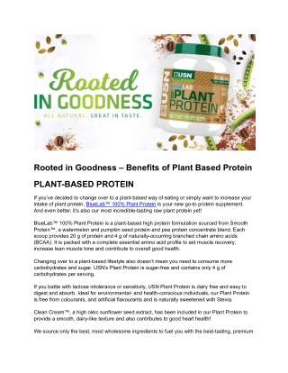 Rooted in Goodness – Benefits of Plant Based Protein
