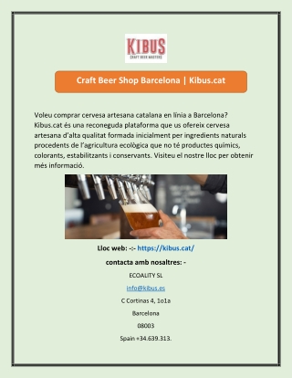 Craft Beer Shop Barcelona Kibuscat