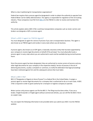 What is a boc-3 petitioning for transportation organizations?