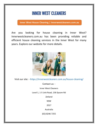 Inner West House Cleaning  Innerwestcleanerscomau
