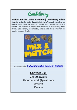 Indica Cannabis Online in Ontario | Candelivery.online