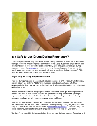 Is it Safe to Use Drugs During Pregnancy