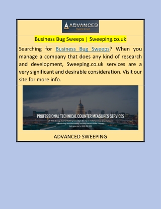 Business Bug Sweeps | Sweeping.co.uk