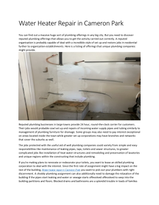 Water Heater Repair in Cameron Park