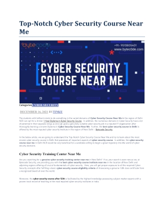 Top-Notch Cyber Security Course Near Me