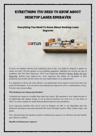 Everything You Need To Know About Desktop Laser Engraver