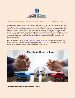 HOW TO CHOOSE THE BEST FAMILY AND DIVORCE LAW LAWYERS IN ONTARIO