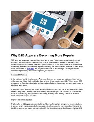 Why B2B Apps are Becoming More Popular