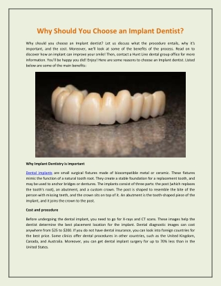 Why Should You Choose an Implant Dentist?