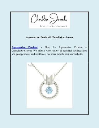 Aquamarine Pendant | Chordiajewels.com