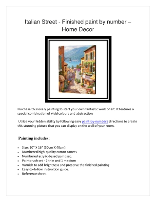 Italian Street - Finished paint by number – Home Decor Painting