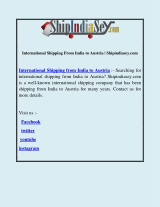 International Shipping From India to Austria | Shipindiasey.com