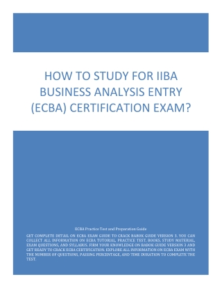 How to Study for IIBA Business Analysis Entry (ECBA) Certification Exam?
