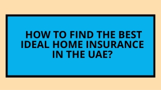 How To Find The Best Ideal Home Insurance in the UAE