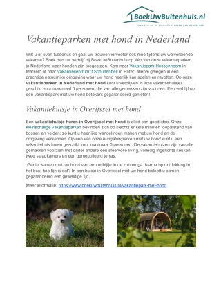 Vakantieparken met hond in Nederland