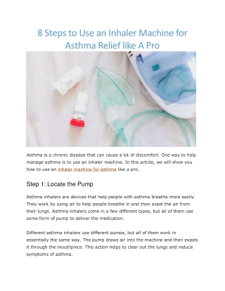 inhaler machine for asthma