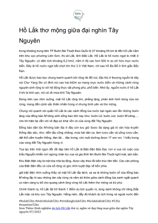 Du Lich Ho Lak Cung Nhung Nguoi Ban Doc Than Xuantien52hz