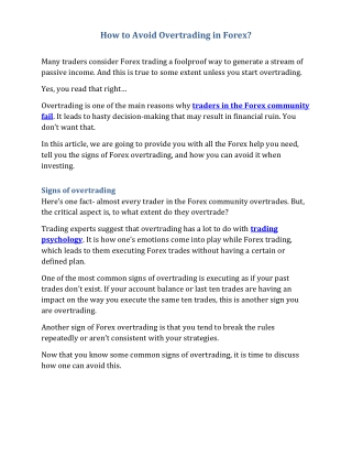 How to Avoid Overtrading in Forex
