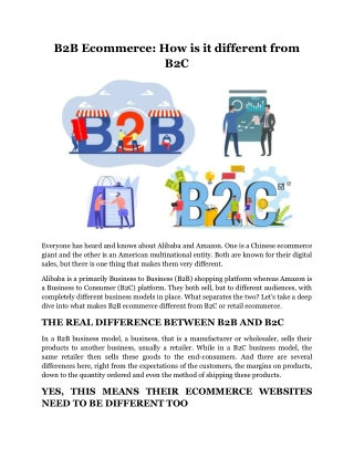 B2B Ecommerce How is it different from B2C