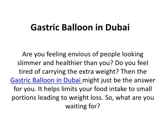 Gastric Balloon in Dubai