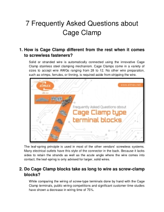 7 Frequently Asked Questions about Cage Clamp