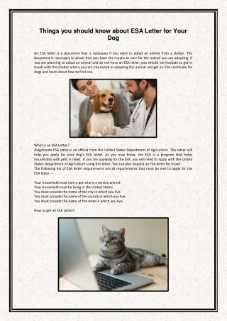 Things you should know about ESA Letter for Your Dog